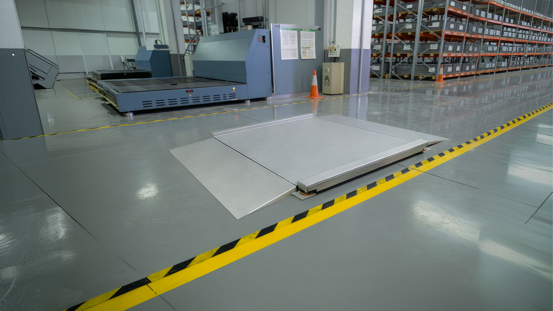 Instalação de plataforma industrial em espaço interior